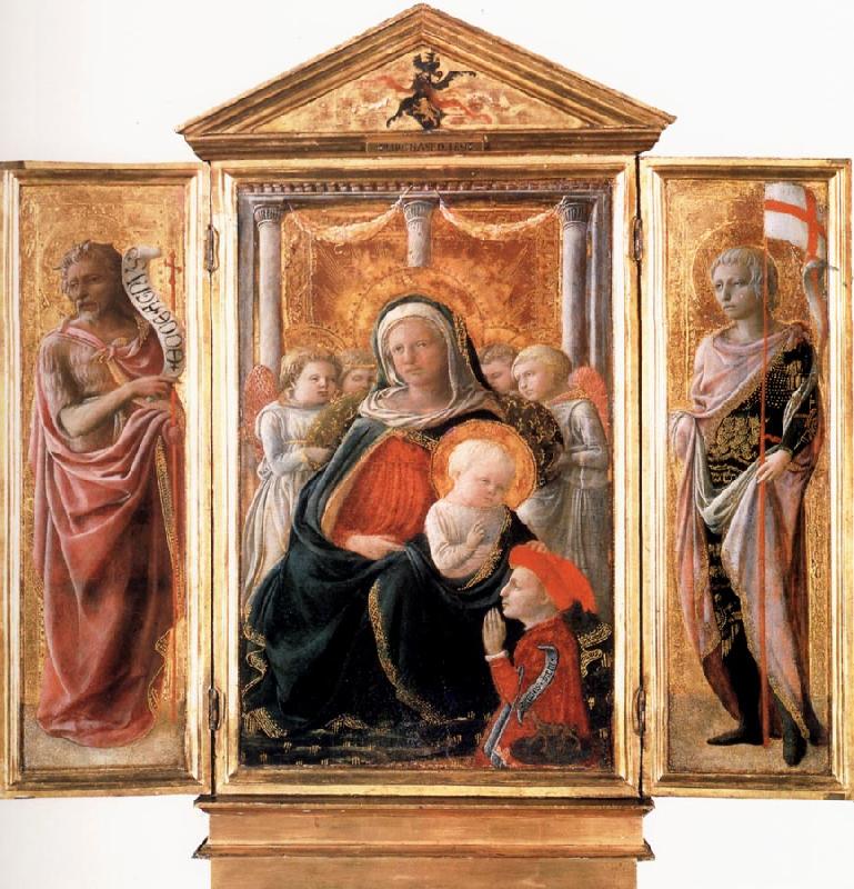 Fra Filippo Lippi Madonna of Humility with Angels and Donor,St john the Baptist,St Ansanus Cambridge,Fitzwilliam Museum. oil painting image